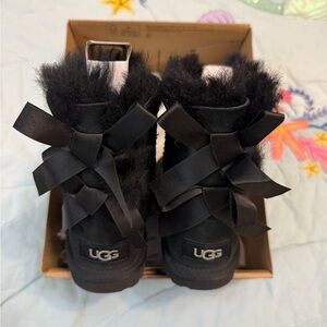 UGG Black Furry Bow Boots
